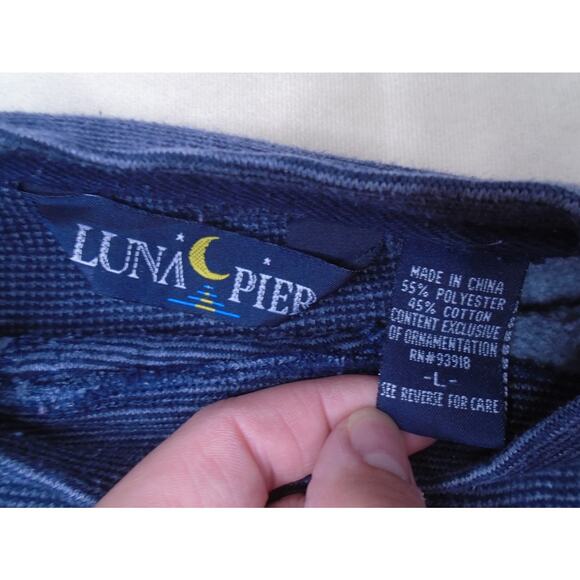 Vintage 90s Crest Toothpaste Sweatshirt Waffle Knit Blue Embroidered Size Large - Picture 3 of 9